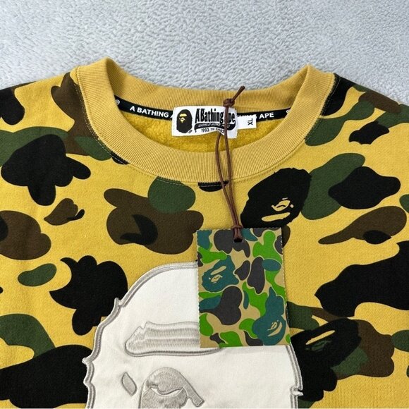 Bape A Bathing Ape NWT Men's Size XL 1st Green Camo Crewneck Big Embroidery - Picture 6 of 14